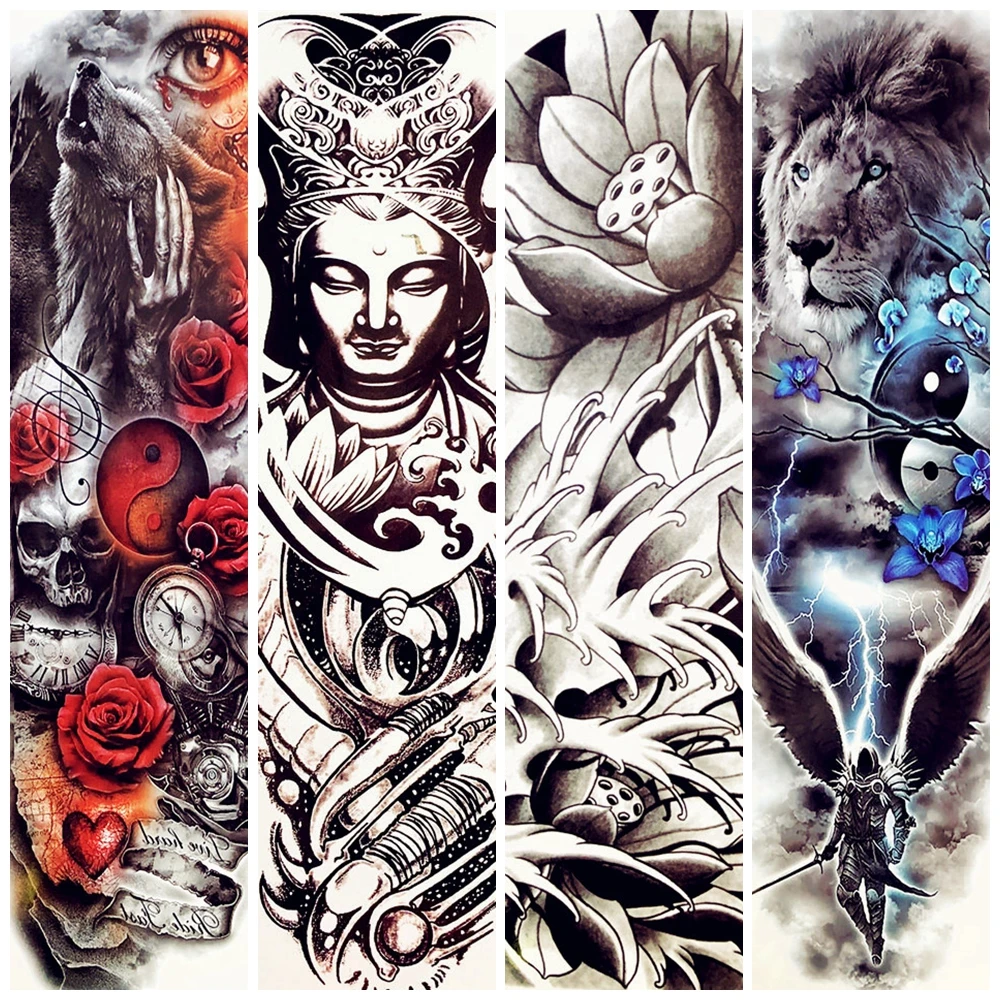 Индийский Будда временная татуировка Лотос Тайланд буддистские полноразмерные