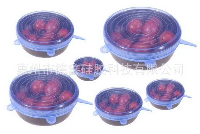 by dhl 100set Reusable 6Pcs/ Set Universal Silicone Saran Wrap Cover Lids Food Bowl Pot Stretch Kitchen Vacuum Seal Bowls | Дом и сад