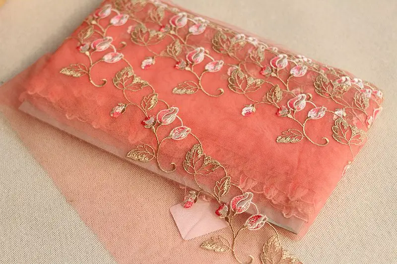 2 ярда кружевная лента Изысканная вышитая Цветочная отделка Высококачественная