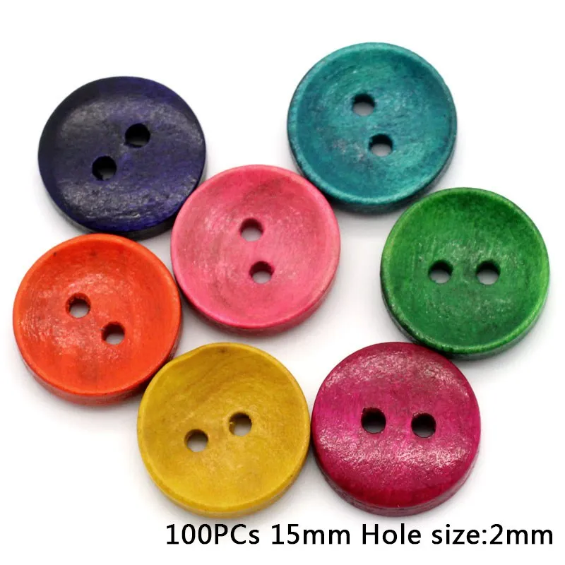 100pcs C Hoomall 50 шт. национальные пуговицы из чистого дерева для скрапбукинга, декоративные пуговицы 25 мм, Швейные аксессуары, разные цвета - Цвет: 100pcs C