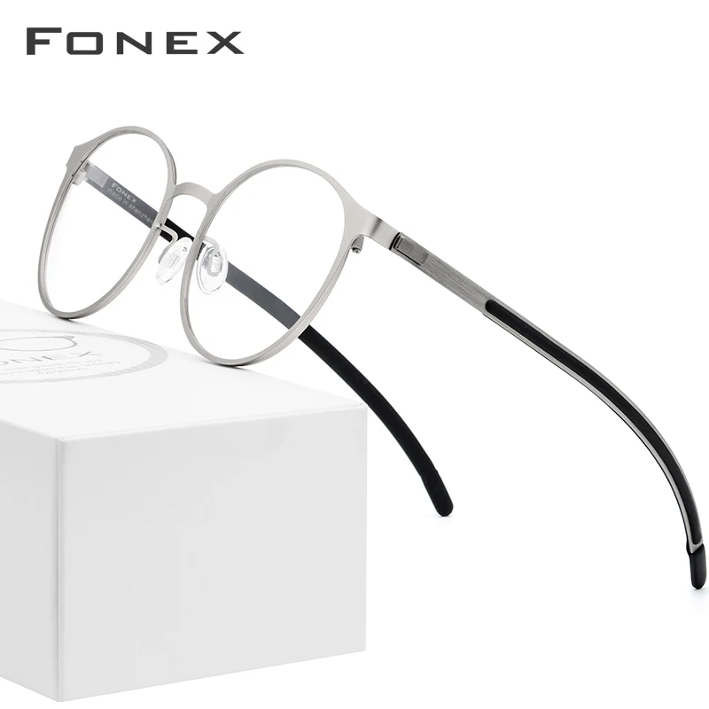 FONEX, титановый сплав, оптическая оправа для очков, женские ультралегкие круглые очки по рецепту, очки для близорукости, мужские очки без винтов, 984