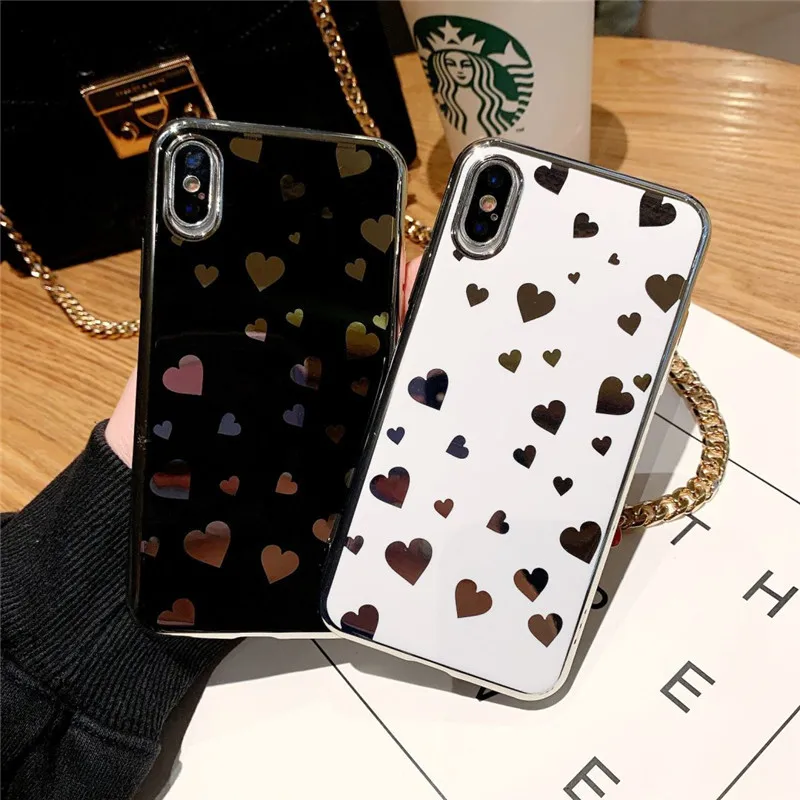 Glitter Love Heart Case For iPhone 7 8 6 6s Plus Bling Powder Phone Cases X XR Xsmax Hard PC Back Cover Coque |