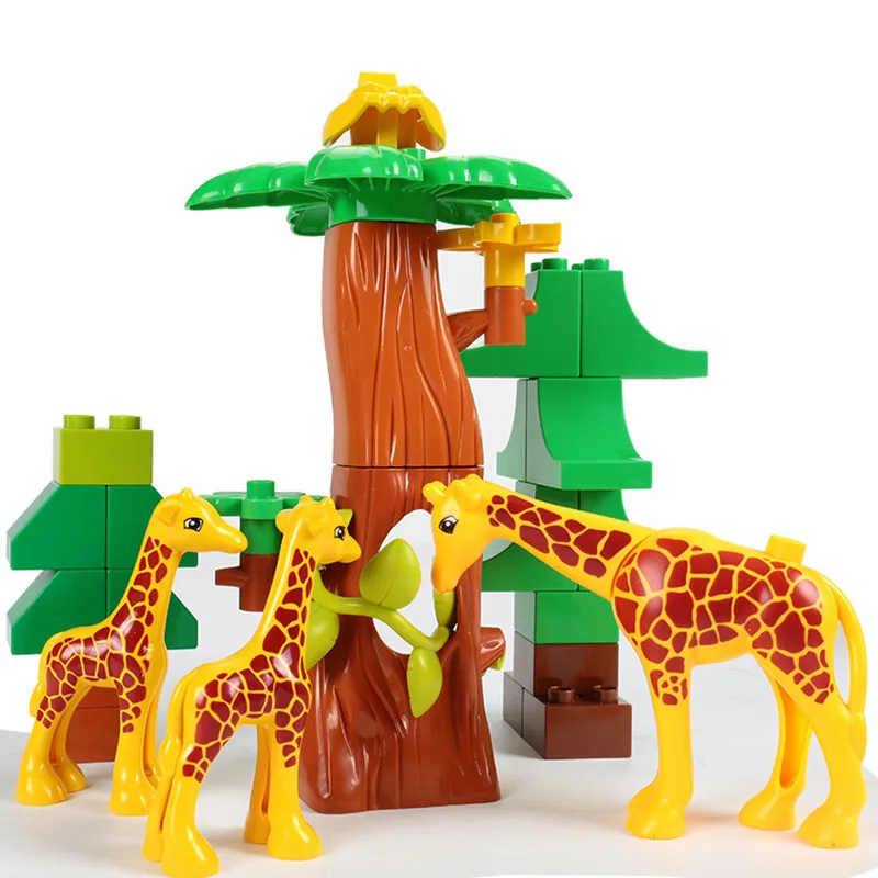 Фигурки модели животных Duplos большие строительные блоки наборы со слоном Детские