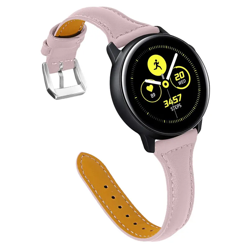 Pink Кожаный ремешок для samsung Galaxy Watch Active/Active 2 Galaxy Watch 42 мм gear Sport 20 мм тонкий ремешок из натуральной кожи - Цвет ремешка: Pink