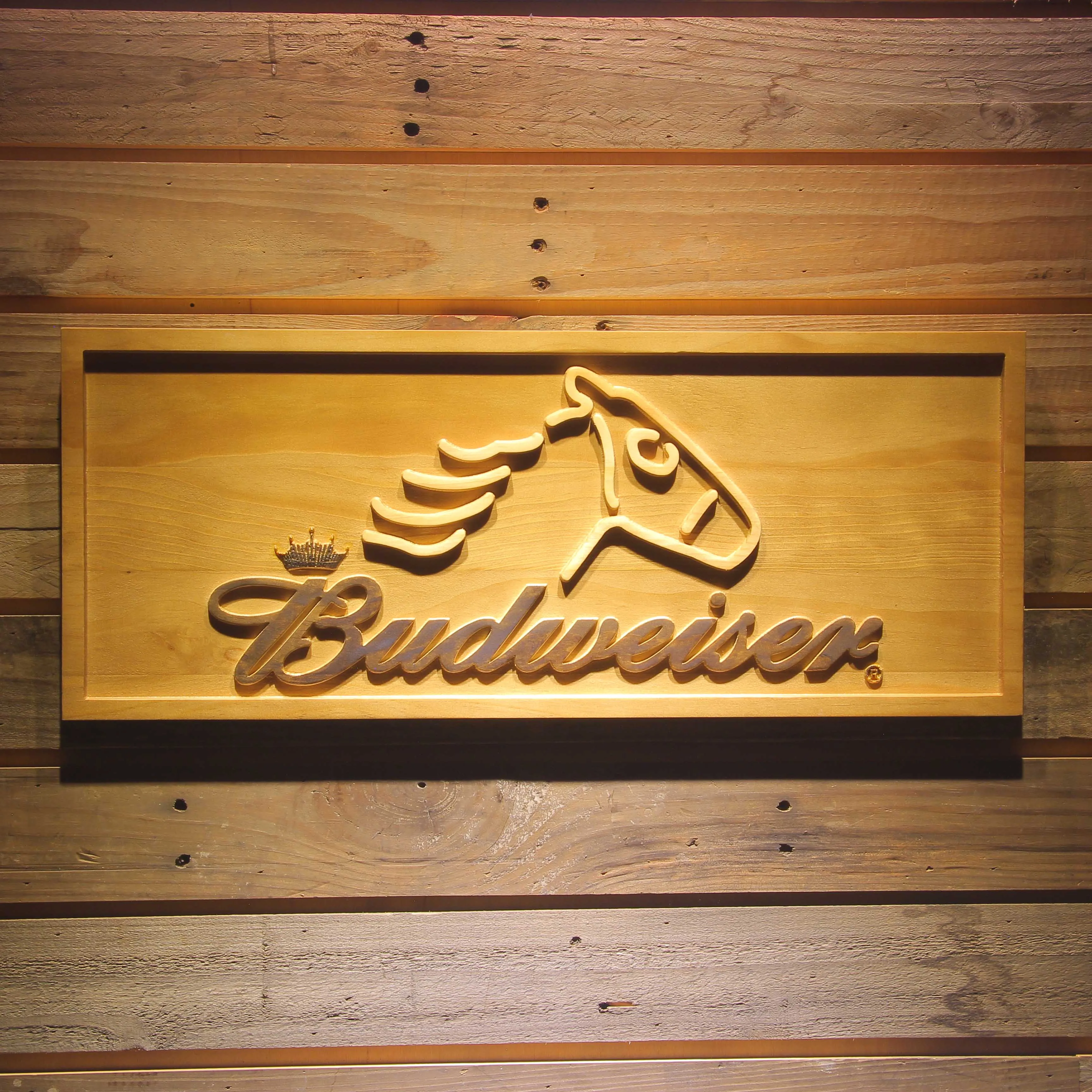 

Деревянные 3d-вывески для бара Budweiser с изображением головы лошади
