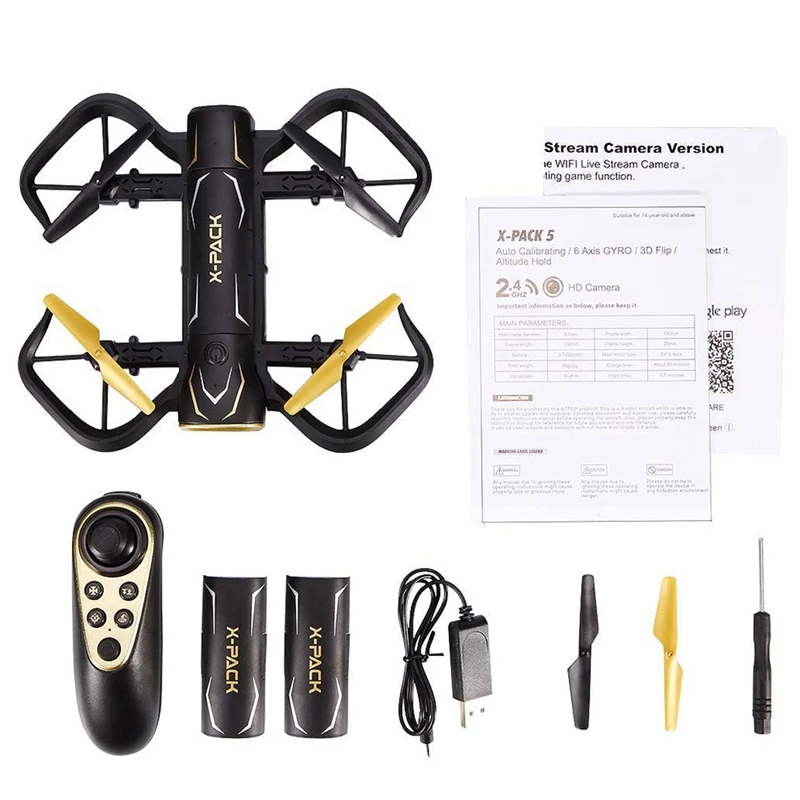 Attop Xt-Pack 5 720P Wifi Rc Квадрокоптер Дрон Fpv Rc Дрон с камерой живое видео и Gps возврат домой Квадрокоптер с гравитацией