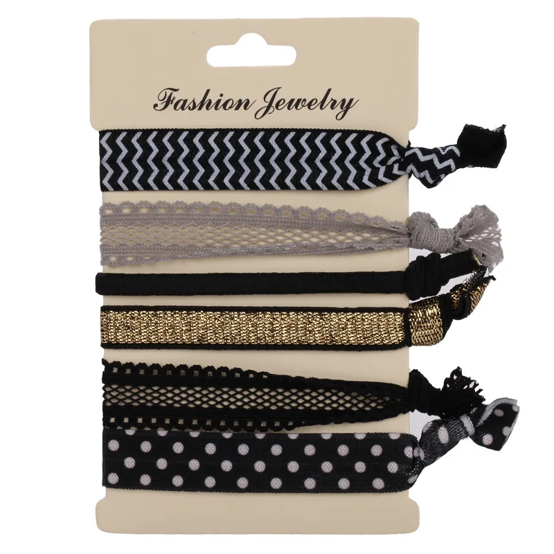 5 шт./компл. резинки для волос Европа и Америка женские аксессуары для волос Для женщин узел резинки для волос многоцветный Печатный резинка для волос - Цвет: 1