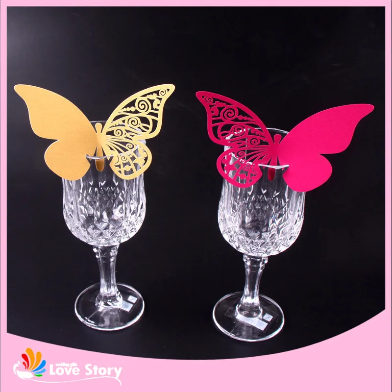 25 шт. красивая бабочка карточка с местом для указания имени вино стеклянная карта