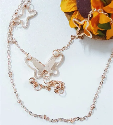 2017 нежный браслет на ногу с бабочкой из розового золота титановая сталь