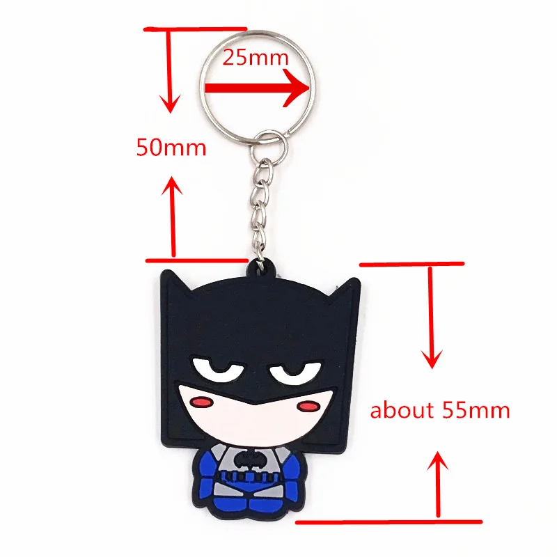 1 шт. мультфильм Бэтмен Аниме Marvel Мстители супер герой ПВХ кольцо для ключей