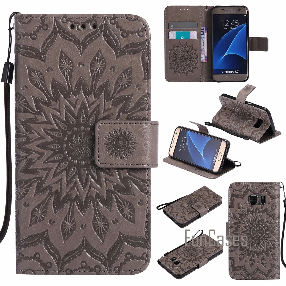 Embossed Pattern Case sFor fundas Samsung Galaxy S7 Edge coque / + Card Holders sum sung | Мобильные телефоны и