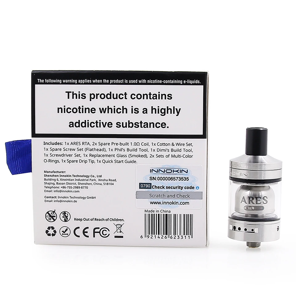 Оригинальный атомайзер для электронной сигареты Innokin Ares MTL RTA 4 мл 24 мм |
