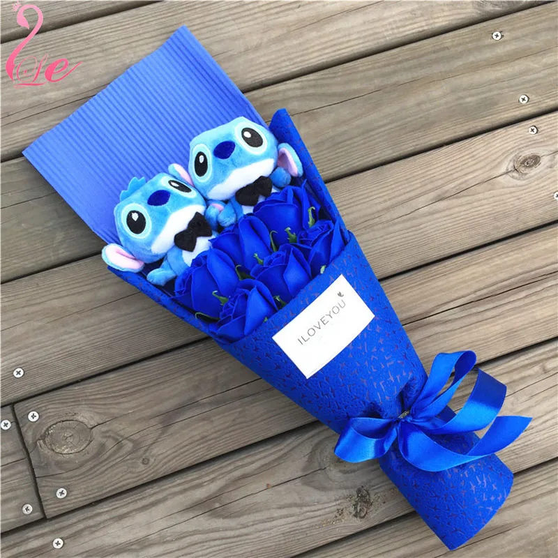 Kawaii Ститч букет подарок плюшевая кукла Игрушка Аниме ПВХ Животные куклы милый