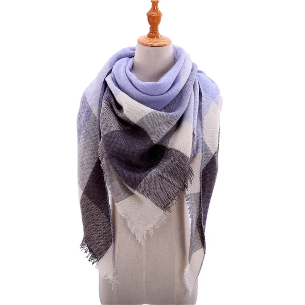 

2019 Knitted Spring Winter Scarf Women Plaid Warm Cashmere Scarves Shawls Luxury Brand Designer Neck Bandana Pashmina Lady Wrap