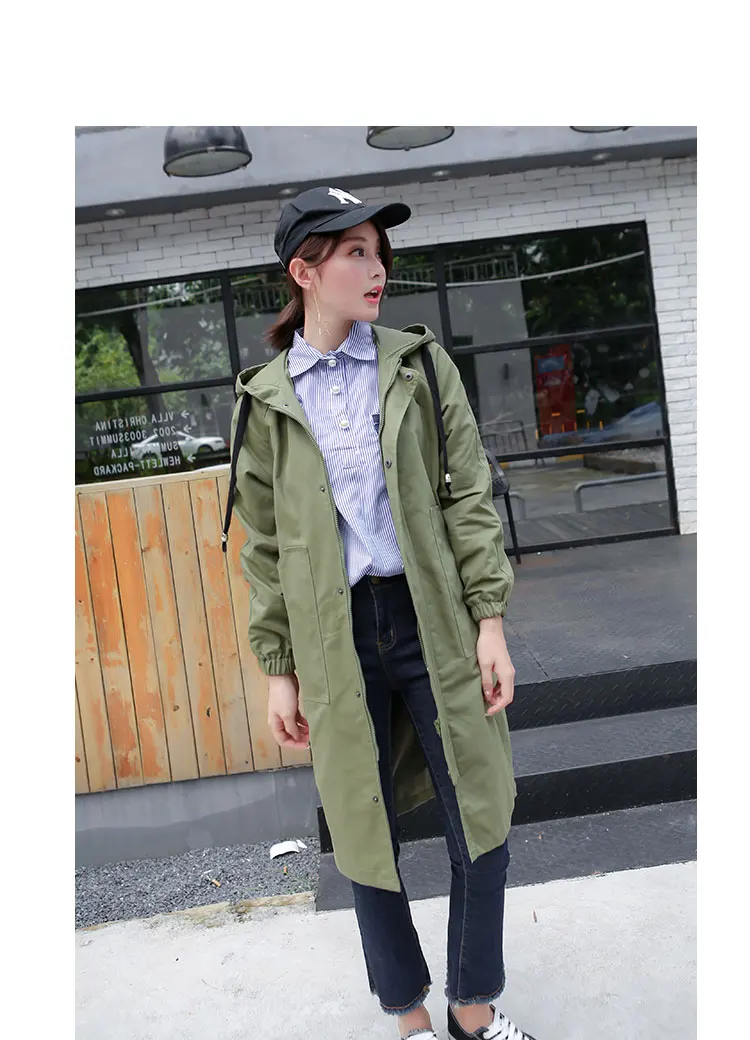 New Women Trench Spring Autumn 2017 Coats Hooded Collar Long Sleeves Windbreaker Fashion Girl's Streetwear Clothing | Женская одежда