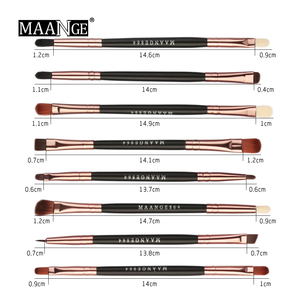 

MAANGE 5/8 Pcs Pro Makeup Brushes Set Cosmetic Double-end Eyeshadow Brow Black Wood Handle Soft Nylon Hair For Women Makeup Tool