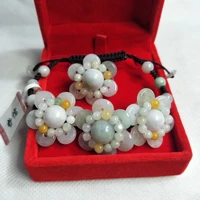 zheru jewelry pure natural jadeite ring bracelet hand knitted tri color sun flower set send a level certificate