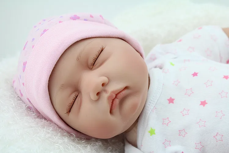 55 см силиконовые куклы reborn babies закрытые глаза спящие Новорожденные Детские