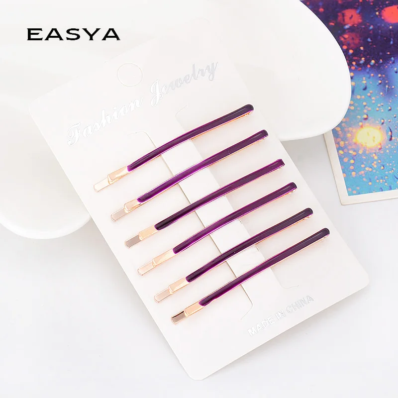 EASYA 6 шт./лот эмалированные простые заколки для волос украшения лидер продаж