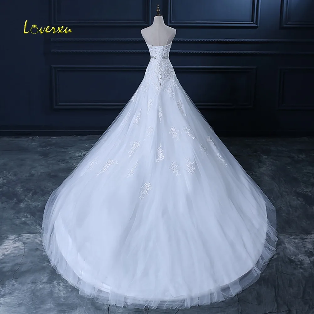 Loverxu Robe De Mariage без лямок с аппликациями на шнуровке А силуэта свадебное платье 2019