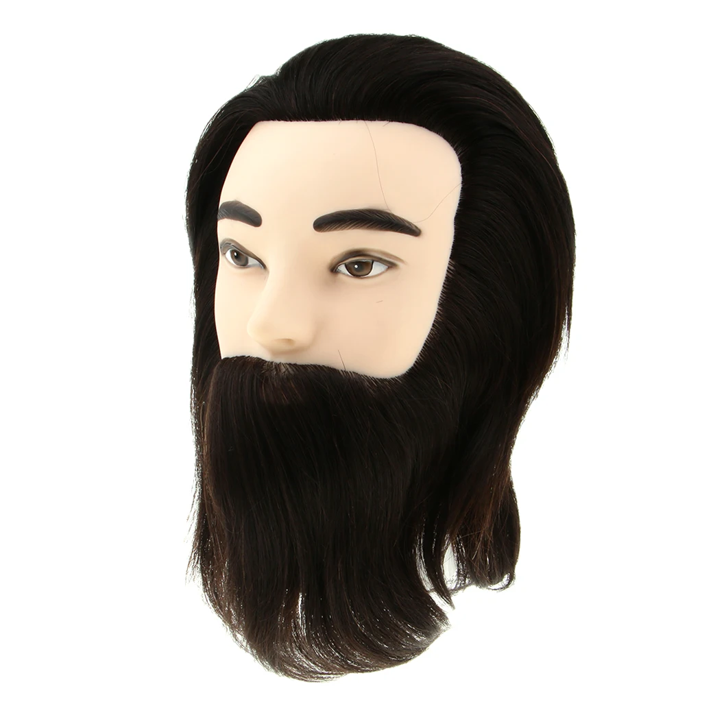 

12inch Black Color 100% Real Human Hair Men Mannequin Head Salon Barber Training Beard Styling Manikin Cosmetology Dummy Head
