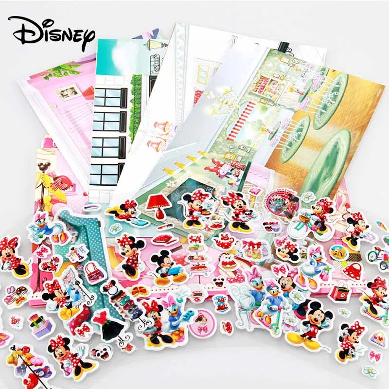 Disney новые объемные наклейки Аутентичные Микки Минни детские наклейки эта сцена наклейки MM056