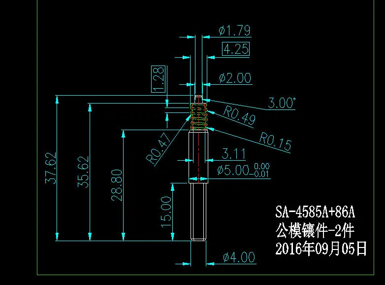 

#4 stainless steel 5#37.62 mm, shaft 200 pcs