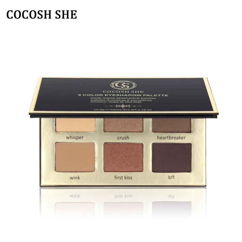 COCOSH SHE тени для век Палитра 6 цветов Смоки матовые натуральные Косметика