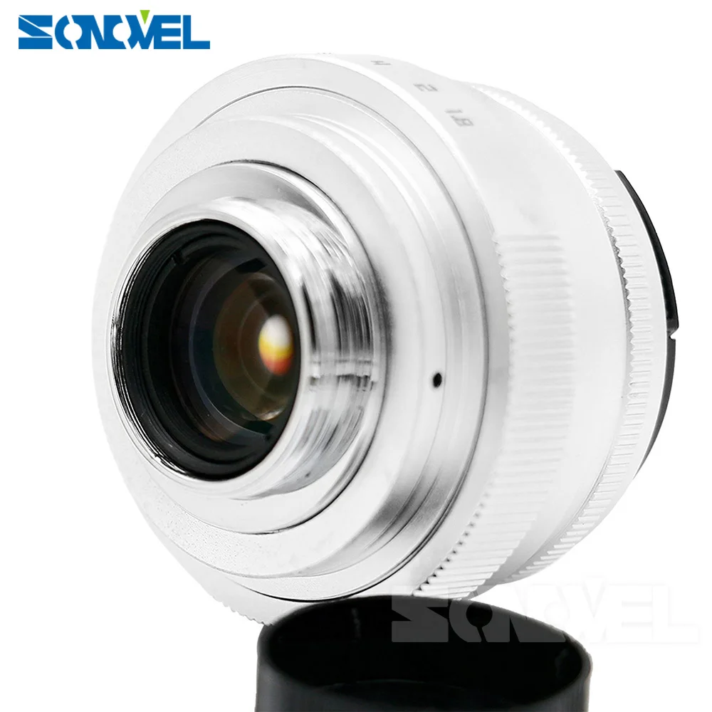 Серебряный 25 мм F1.8 APS C телеобъектив CCTV объектив + бленда для Sony E Mount Nex 5T F3 6 7 A6300 A6100