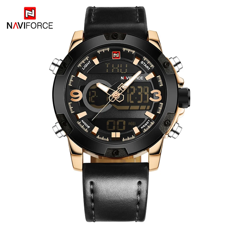 Часы наручные NAVIFORCE Мужские кварцевые роскошные цифровые водонепроницаемые S Shock