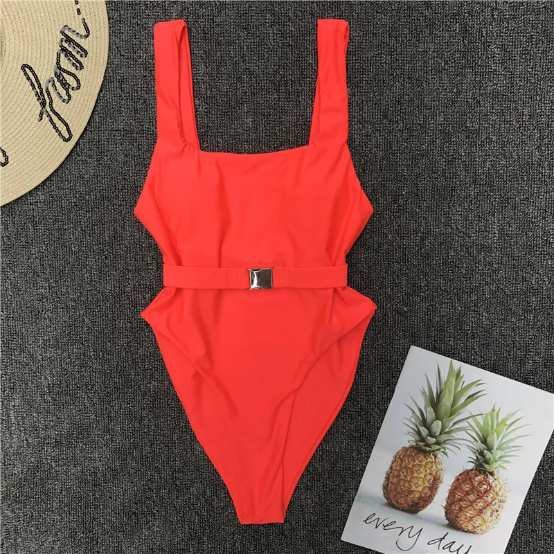 Bikini 2019 Swimming Suit For Women Sexy Simple Belt Red One Piece Swimsuit Summer Beach Swimwear | Спорт и развлечения