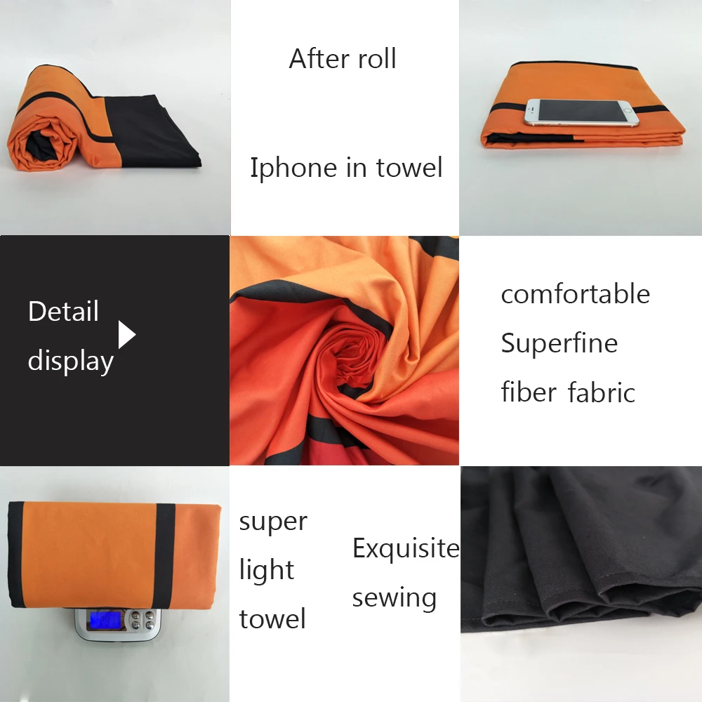 Пляжное полотенце Zipsoft большой размер быстросохнущее для плавания спорта