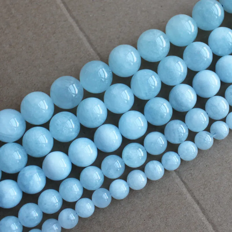 Wholesale Natural Aquamarines 8-16mmRound Beads 15