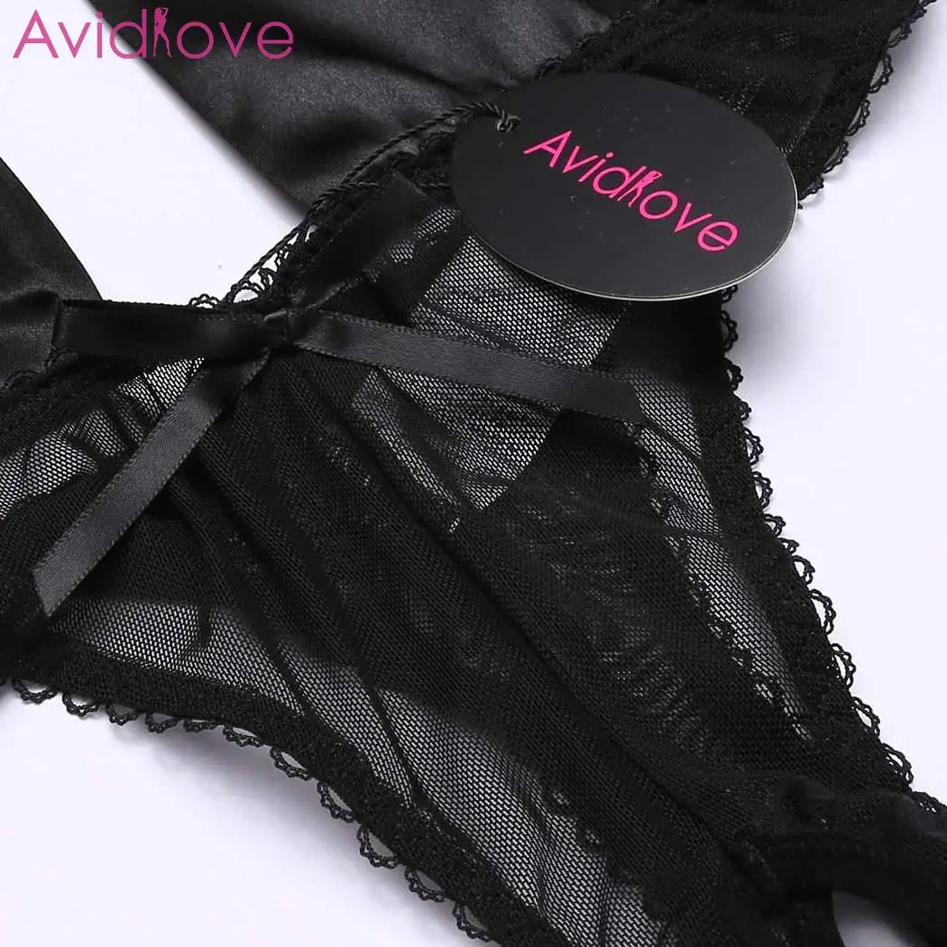Avidlove Женское боди с чулками ночное белье Цельный комплект нижнего белья