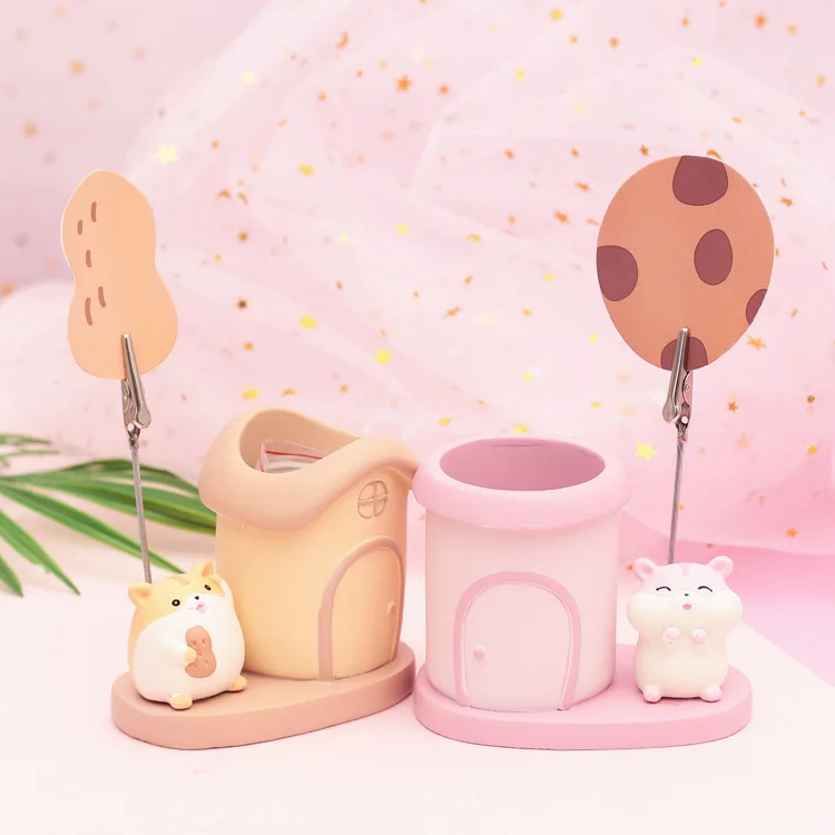 Креативный держатель для карандашей с клипсой из смолы Kawaii настольный