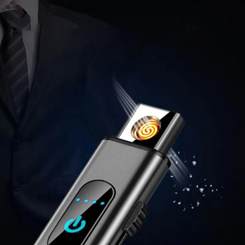 Мини USB тонкая Электронная зажигалка Вольфрамовая турбо металлическая
