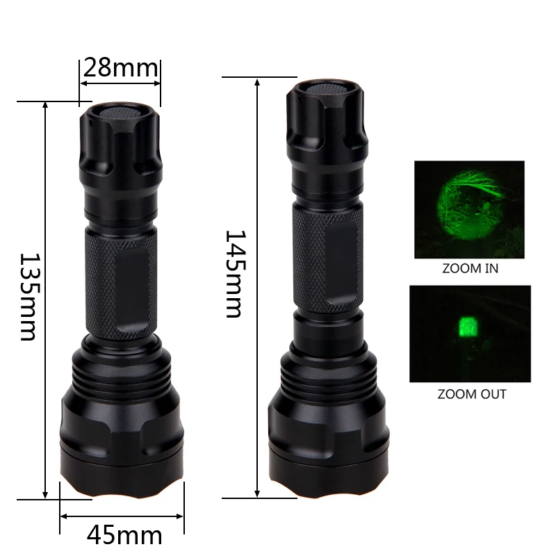 Масштабируемый охотничий фонарь зеленый тактический T6 5 режимов с креплением для