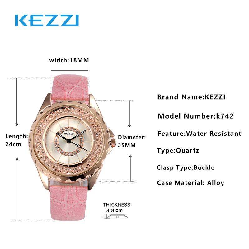 Оптовая KEZZI роскошный кожаный ремешок Для женщин часы diamond Часы