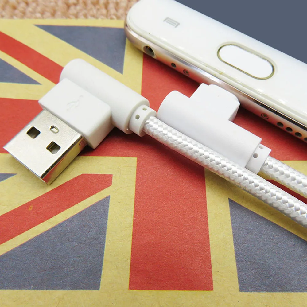 EPULA 0 25 м микро USB кабель для телефона нейлоновый Плетеный Micro 90 градусов правый
