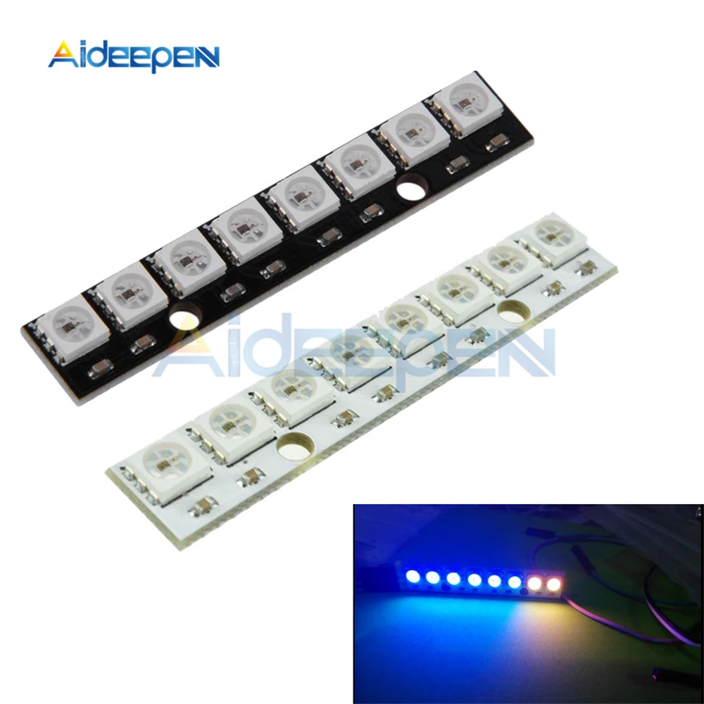 WS2812 WS2812B WS 2811 5050 RGB Светодиодная лампа панель модуль 5 в 8 канальный битный Радужный