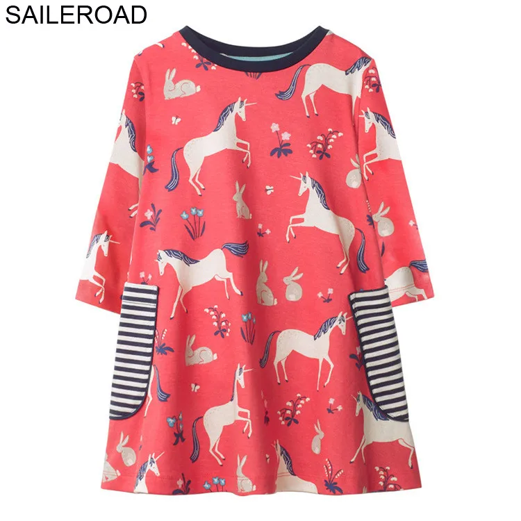 SAILEROAD Parrot Animal Embroider Девушки с длинным рукавом платье для девочек Бальное платье Детская одежда 7лет Baby cumpleamnos unicornio - Цвет: 7711 same picture