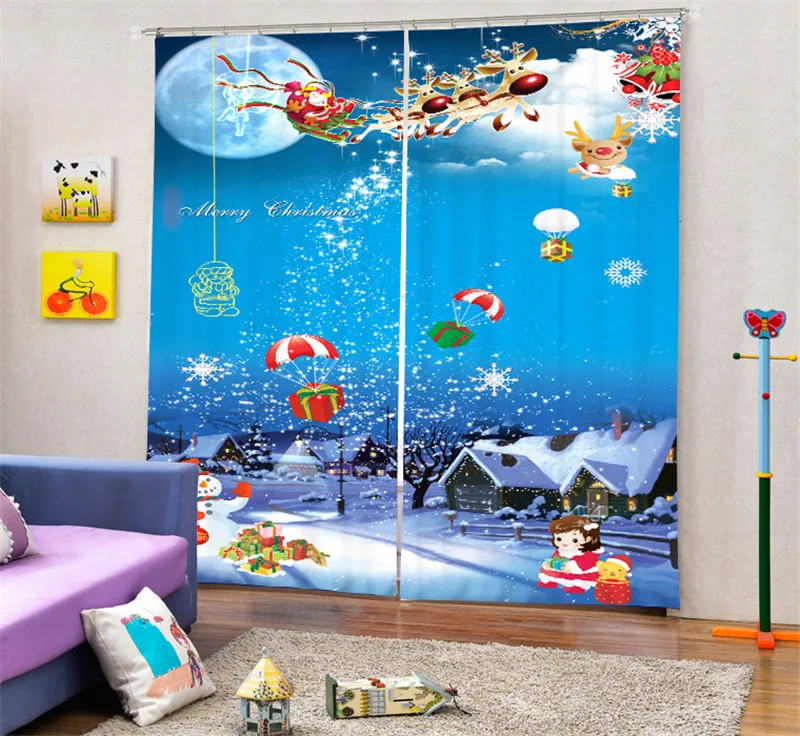 

Christmas Luxury Blackout 3D Window Curtain Living Room Dormitorio Bedroom Customized size Drapes Rideaux Cortinas Cushion cover