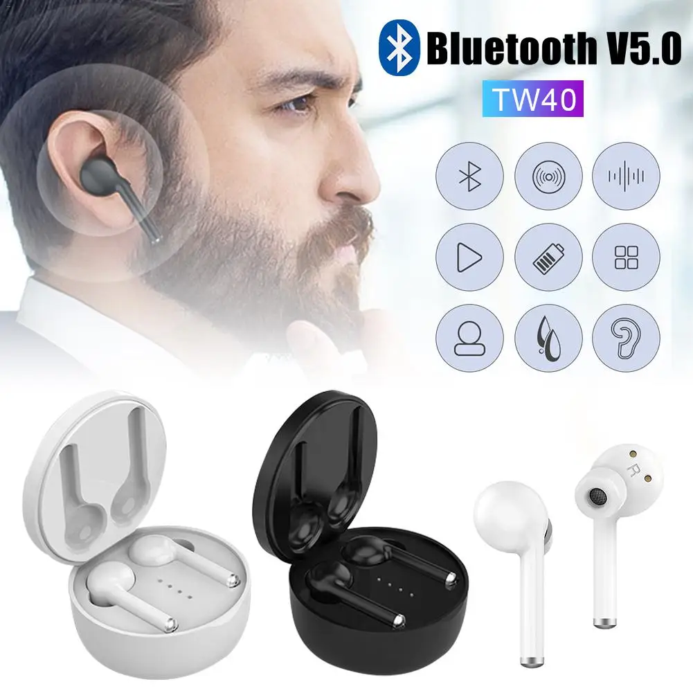 TW40 наушники-вкладыши TWS с Беспроводной Bluetooth 5 0 наушники стерео Hi-Fi звук гарнитуры