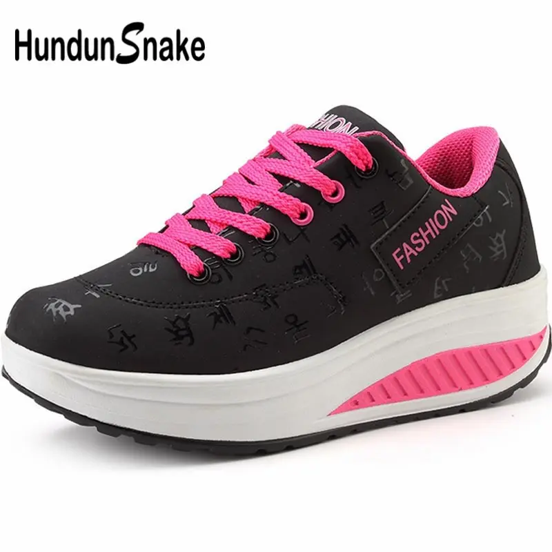 

Hundunsnake Women's Platform Sneakers Women's Sports Shoes Sport Wedges Shoes For Women Running Shoes For Women Black Walk A-045