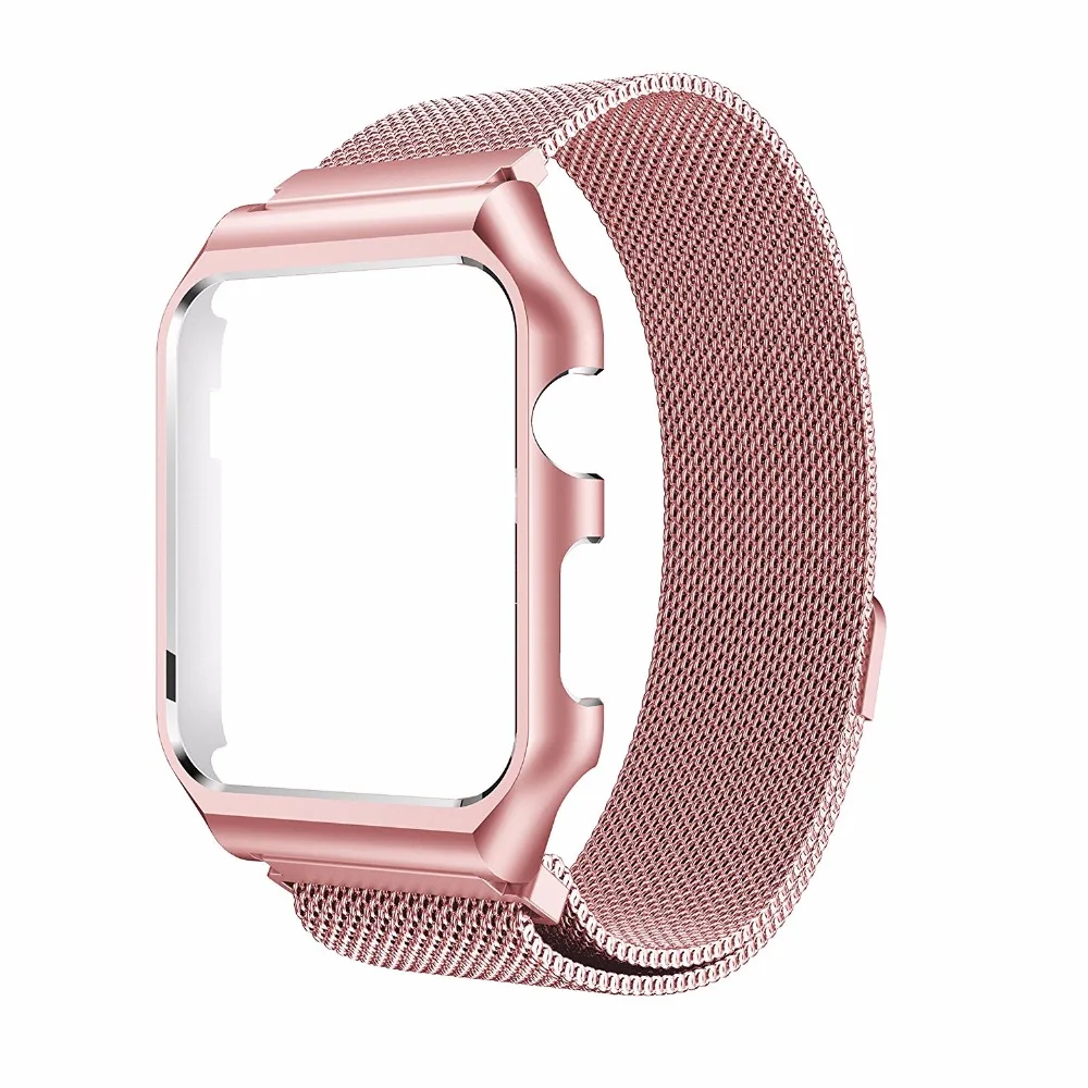 Миланская петля для часов+ металлический чехол для iWatch Apple Watch 38 мм 40 мм 42 мм 44 мм серия 4 3 2 1 браслет из нержавеющей стали магнитный ремешок