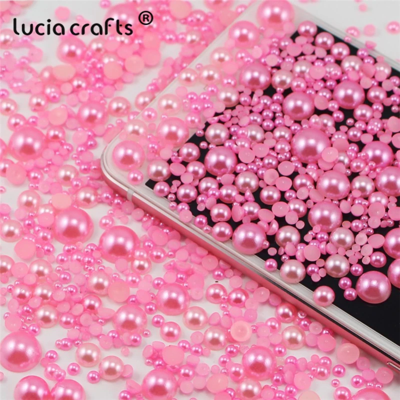 Lucia crafts, 576 шт, смешанный размер, имитация жемчуга ABS, полукруглый, плоский с оборота, жемчуг из смолы, бусины для украшения F0509
