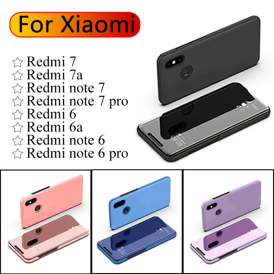 Зеркальный кожаный чехол для xiaomi redmi note 7 a чехлы телефонов xaomi red mi 7a note7 6 pro