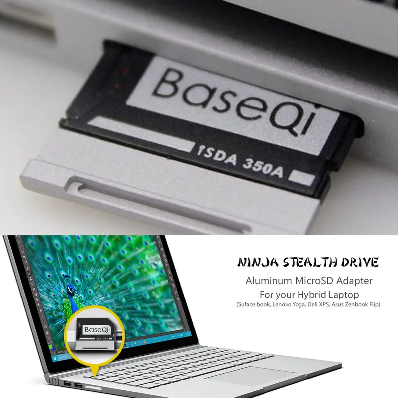 Оригинальный алюминиевый адаптер для карты Micro SD MiniDrive от Baseqi ноутбука с откидной