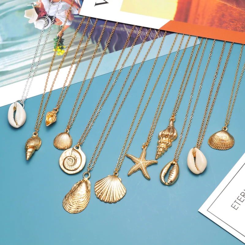 Ожерелье в стиле бохо женское с ракушками длинная цепь круглая Очаровательная