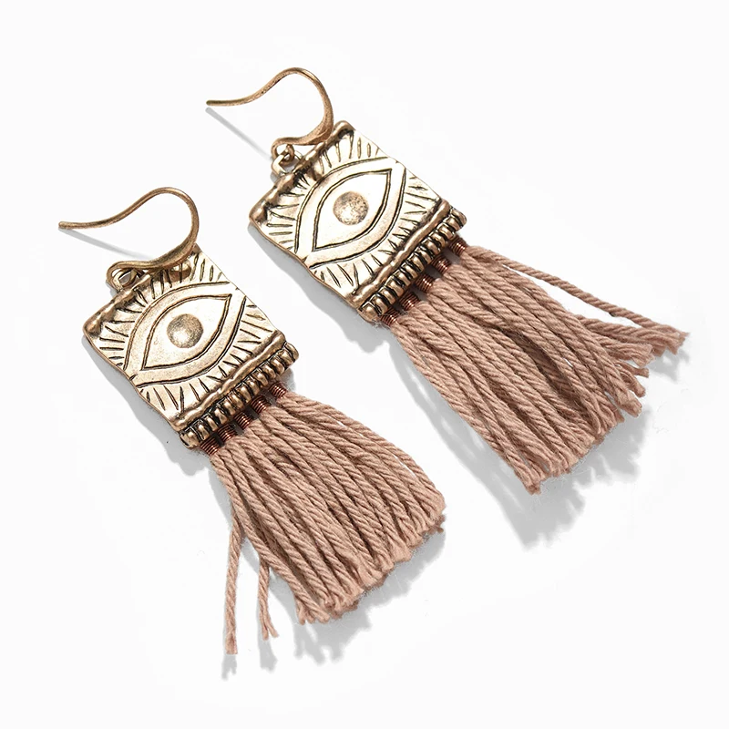 Этнические богемные хлопковые драгоценные серьги кисточки для женщин Винтажные